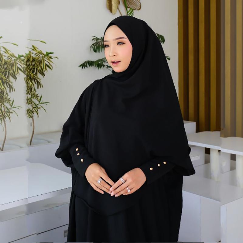 Product Introduction of Jembarmuslim Asmah Set Gamis Syari Remaja Wanita Muslim Aesthetic Modis Exclusive Terbaru Crinkle Airflow Simple Casual Formal Wudhu Friendly Variasi  Warna Hitam Dress Basic Motif Panjang Outer Mewah Outer Mewah Kondangan 11