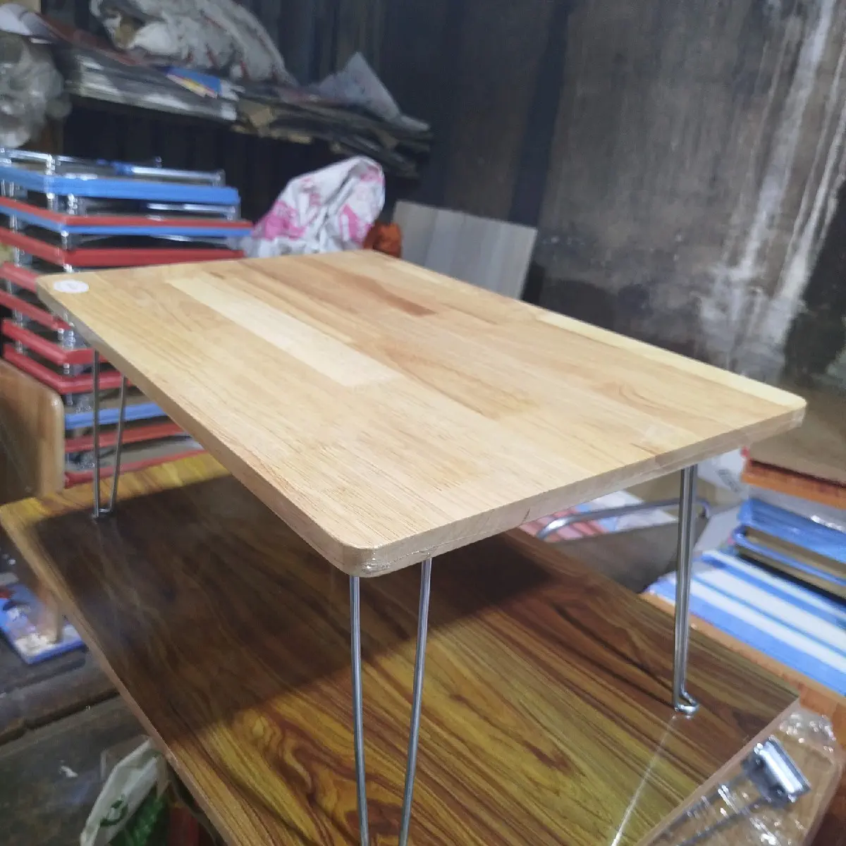 FREE SHIP - Bàn ngồi bệt chân thép gỗ su cao cấp KT: 40 × 60 (cm) banhoc gapgon