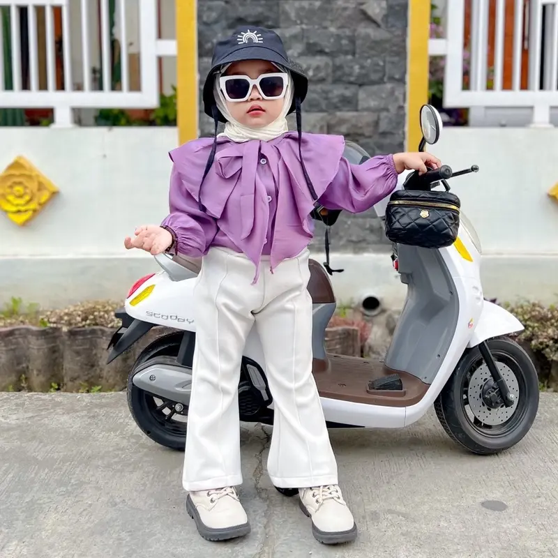 MIMMI.ID — Lolita Blouse Shimmer Atasan Kerah Panjang  Baju Rumbai Pita Wanita Kancing 1
