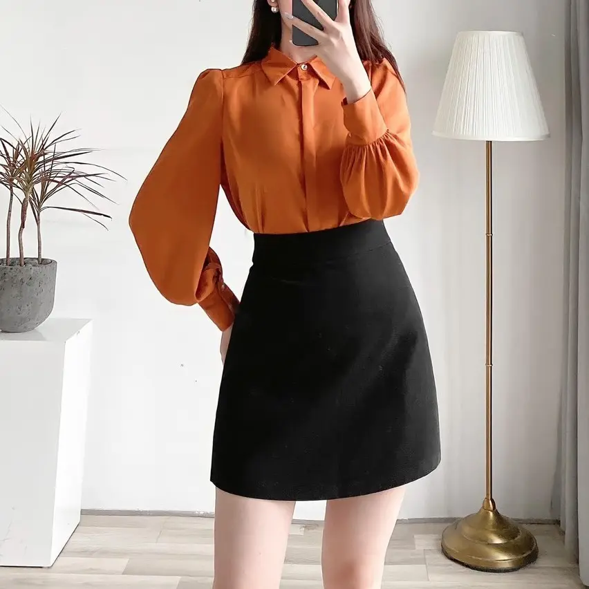 Chân váy chữ A trơn dài trên gối có quần phù hơp đi chơi đi làm dài A42cm Susuclothing