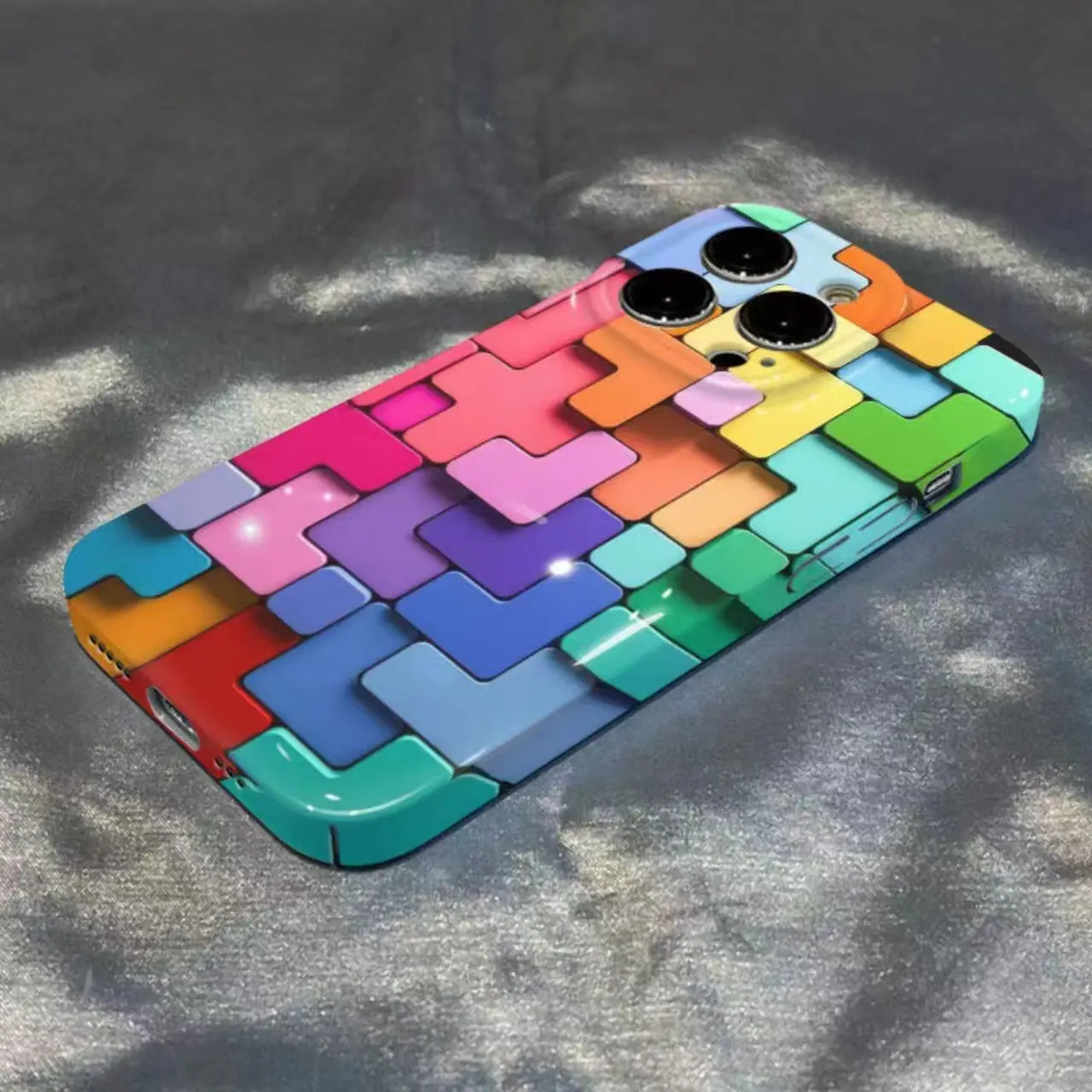 Vỏ iPhone siêu mỏng, gạch đầy màu sắc, bóng và cảm giác da, hoa văn HD rõ ràng, cho iPhone 11, 7, 8, XS, XSMAX, XR, 12, 13, 14 Pro Max, vỏ bảo vệ cứng Ốp Điện Thoại
