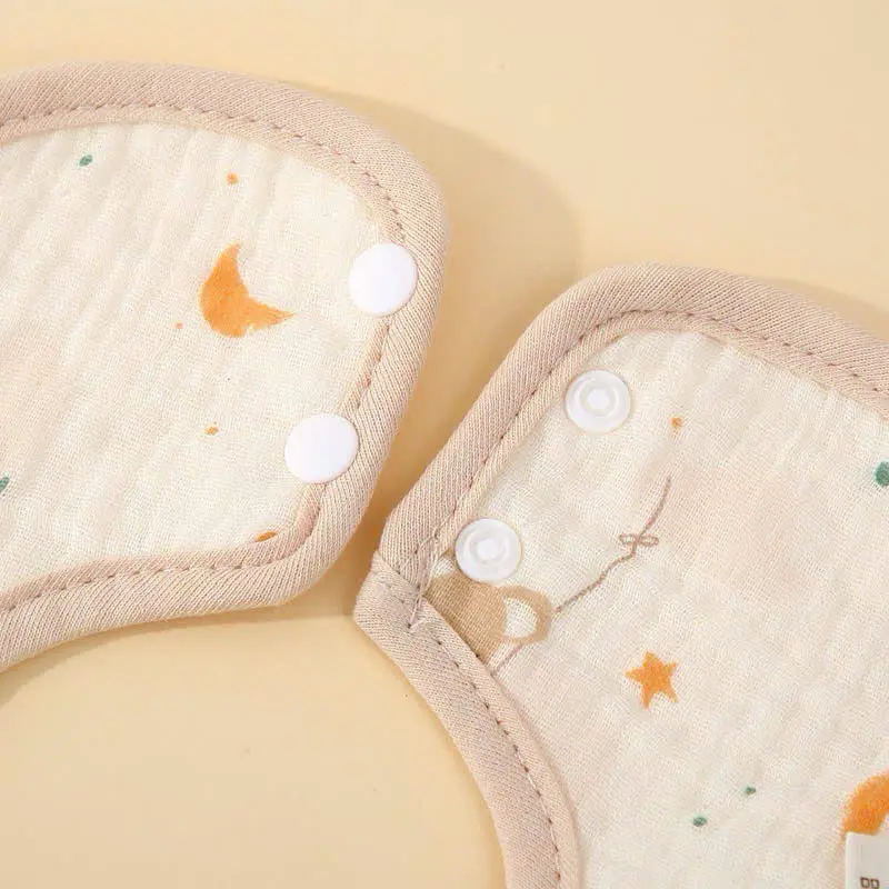 Yếm Chống Thấm Hoa và Chữ U Ăn Dặm 6 Lớp Vải Xô Muslin Siêu Thấm Hút Cho Bé 3