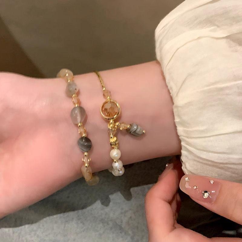 Product Introduction of Luxury Pearl Double Layer New Bracelet Crystal High-end Beaded Vintage Niche Exquisite Temperament Bangle Jewelry wlw  bracelets gelang  ldr  bergetar sweet  alhambra  bracelet cubic  zirconia 19