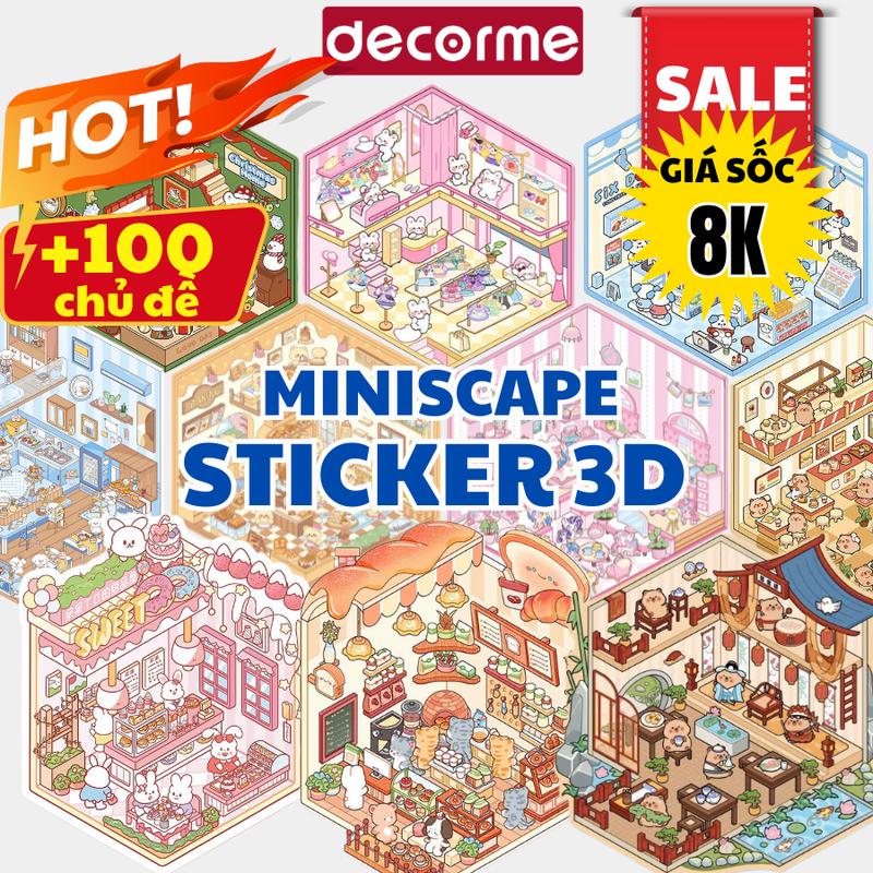 Miniscape 3D, Sticker 3D, Hình dán cảnh quan Decorme Đồ chơi yên tĩnh, giảm căng thẳng, nhiều mẫu, đa phong cách, phụ kiện trang trí handmade, DIY