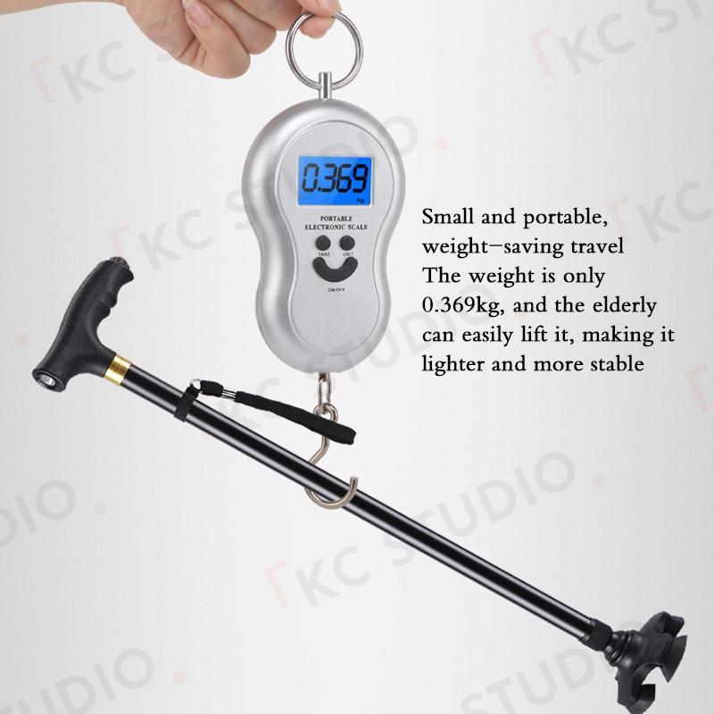 Aluminum Quad Cane Walking Cane with Led Lights Anti-skid T-handle Pole Hiking Stick for Elderly 4