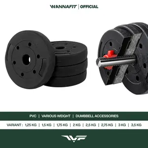 WANNAFIT Plat Dumbbell / Barbell PVC | Plate Dumbel Barbel 2,5kg 5kg 7,5kg 10kg 15kg 20kg | Alat Latihan Beban