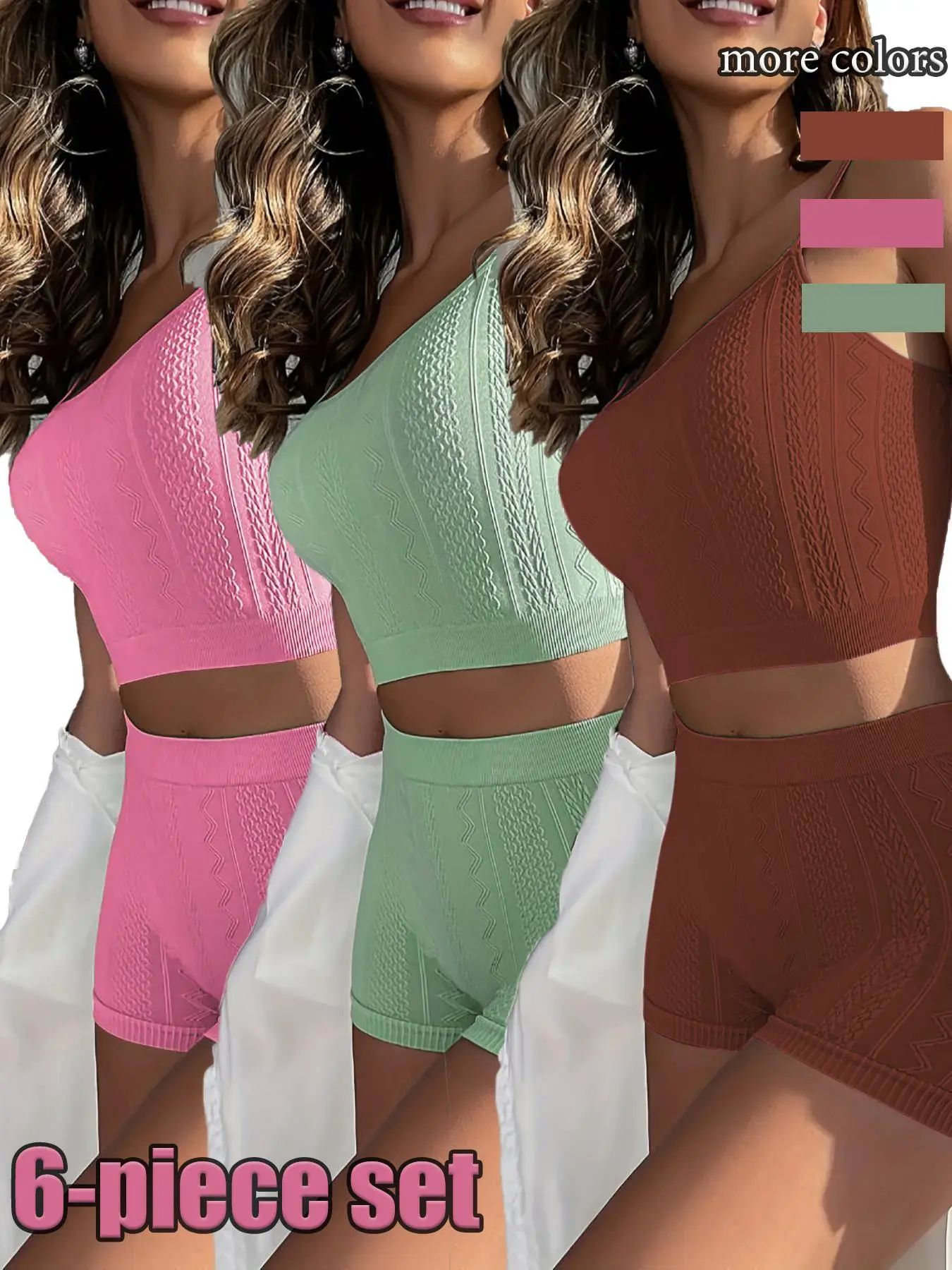 Women's Solid Crop Cami Top & Shorts Underwear Two-piece Set, Athletic Breathable Comfortable Sporty Underwear Set for Daily Wear, Underwear Set for Women
