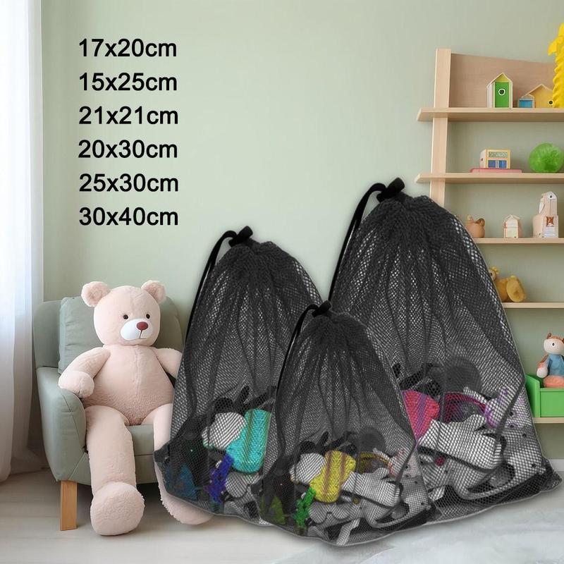 Túi Đựng Đồ Dây Rút, Aittle Mới, Đa Năng, Chất Liệu Nylon, Màu Đen, Thích Hợp Cho Giặt Là, Túi Lưới Thoáng Khí 0