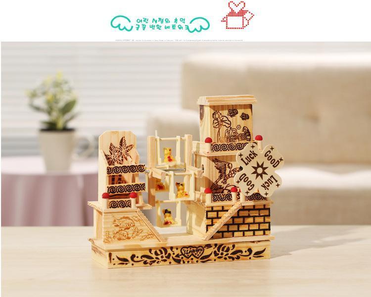 Product Introduction of Three-Story Cottage Windmill Music Box Ornament Creative Desktop Decoration Wooden Eight Tones Student Couple Gift 3