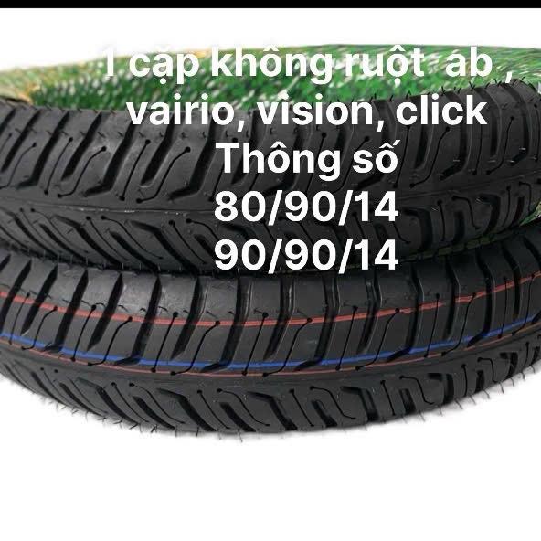 1 cặp lốp xe thương hiệu dplus, size 80/90/14 và 90/90/14, Ab, Vairio, Vision, Click Phụ Tùng ( gai mới 383) Phụ Kiện Cao Su