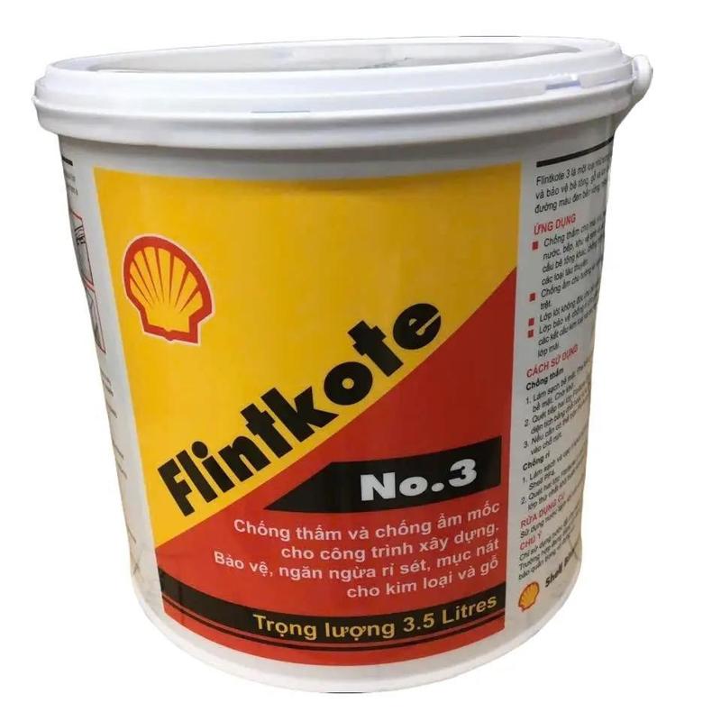 Sơn chống thấm Flintkote 3.5 Lít, sơn chống thấm hồ nước, hồ cá Koi đa năng, Shell flintkote 3.5kg [màu đen]