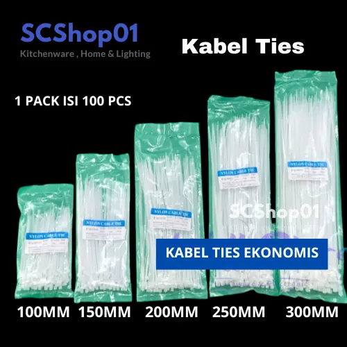 Kabel Ties Putih 10cm/ 15cm /20cm /25cm /30cm Harga 1Pack isi 100pcs
