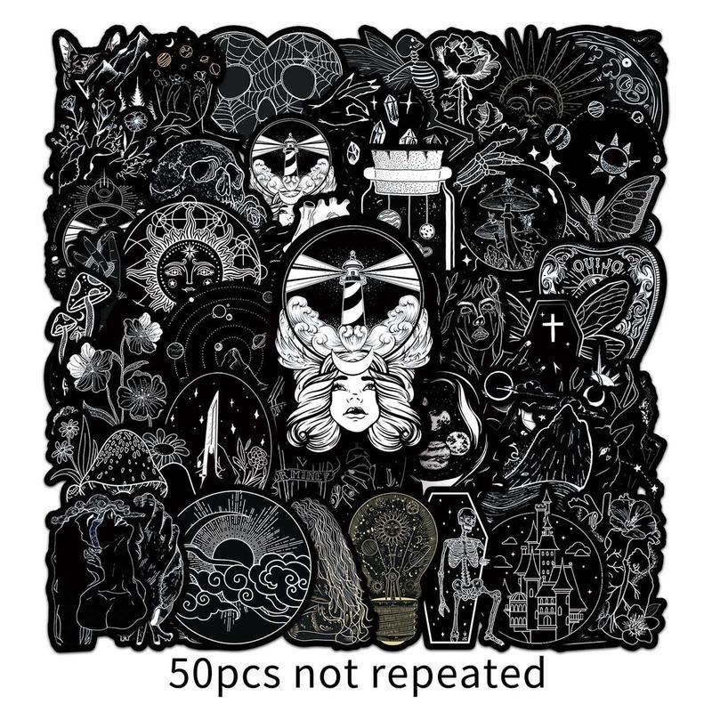 Cartoon Pattern Sticker, 50pcs Halloween Waterproof Self Adhesive Decor Paper, Decor Sticker for Gift Greeting Card, Water Bottle, Laptop, Phone 7