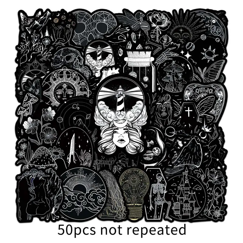 Cartoon Pattern Sticker, 50pcs Halloween Waterproof Self Adhesive Decor Paper, Decor Sticker for Gift Greeting Card, Water Bottle, Laptop, Phone 7