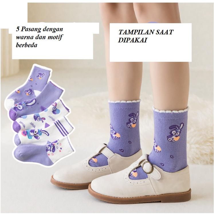 KAOS KAKI ANAK PEREMPUAN MOTIF KARAKTER KAUS SET 5 PASANG LEMBUT & HALUS Fashion 4