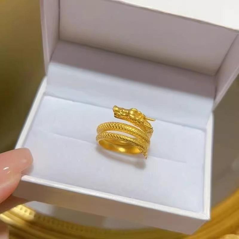 Dragon-Shaped Coiled Dragon Ring Exquisite Gift -Plated Adjustable Dragon Ring Women Jewelry Swinging Tail Dragon Ring for Gift For Women Gift For 2