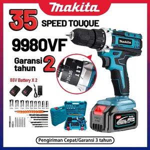 bor listrik 88vf Mesin bor 2baterai cas 10mm bor listrik murah bor tangan baterai besi tembok Beton kayu - Cordless Drill bor cas