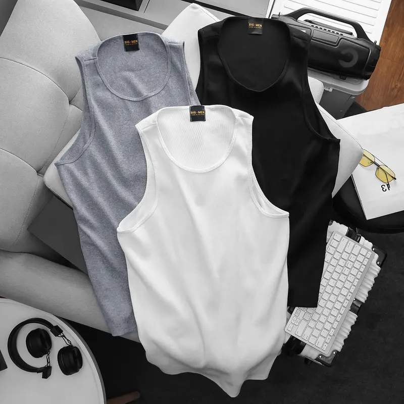 Bigsize - Bigsizemen Áo thun ba lỗ, áo tanktop vải gân cotton siêu co giãn 0