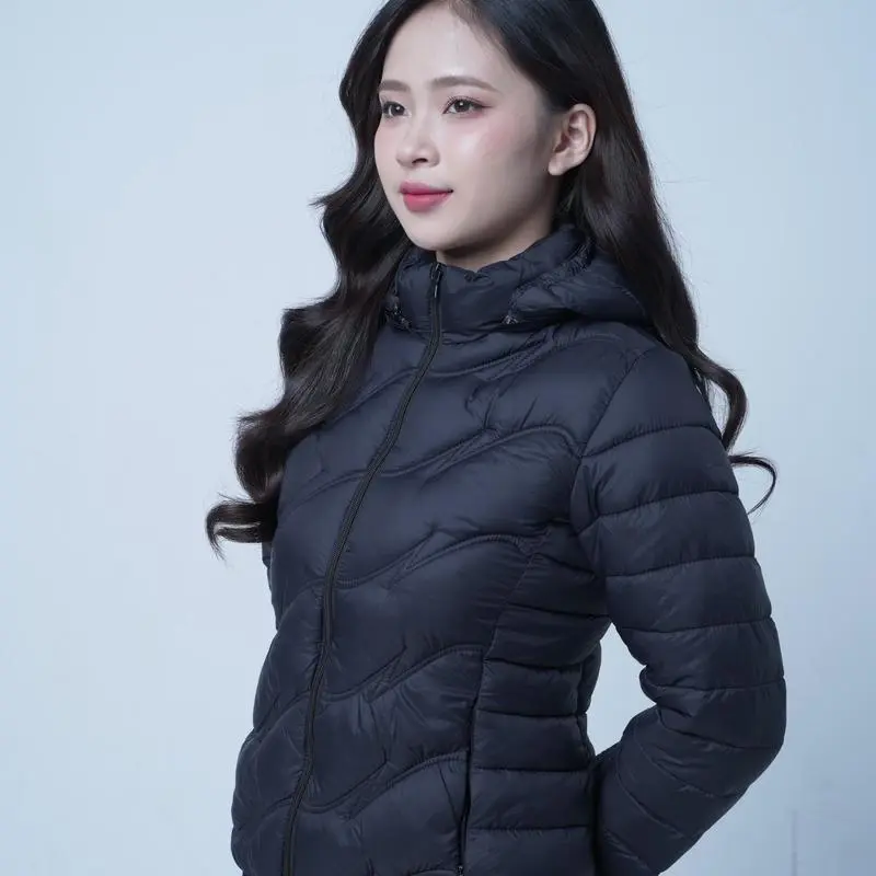Áo Phao Nữ Lông Vũ Họa Tiết Sóng Siêu Nhẹ, Cực Ấm, Thời Trang Hàng Đẹp Loại I Top Jacket Women, XUXU MIU 6