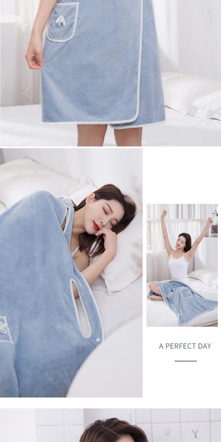 Product Introduction of Coral Fleece Bath Skirt Wholesale Ratio Pure Cotton Absorbent Thickening Bathrobe Adult Female Bathrobe Household Shower Bath Towel Class A 10