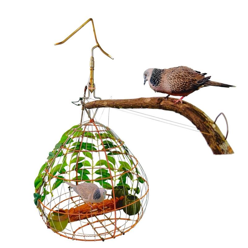 Lồng Chim Cu Gáy Cầu Trên Móc Ti Đồng Quấn Full Đồng Kĩ Cầu Đứng Trạm Rồng