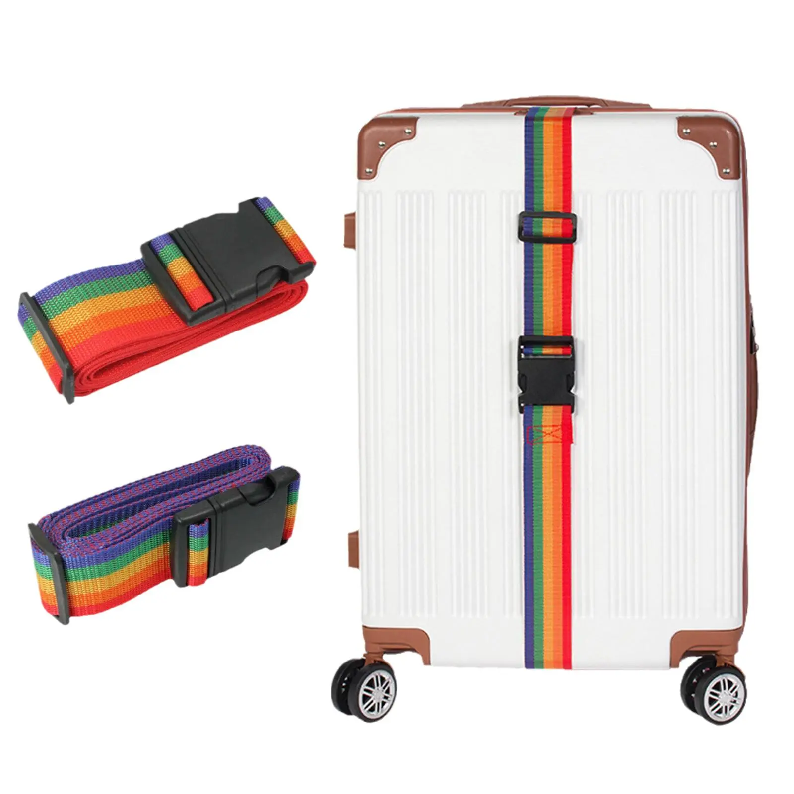 Rainbow Adjustable Luggage Strap With Lock Suitcase Travel Belt Quick Release Buckle