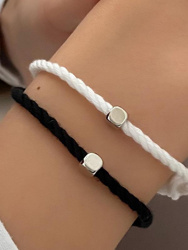 Couple Simple Plain Handmade Friendship String Bracelet, Braided Design Bracelet, Fashionable Hand Matching Jewelry for Women & Men, Valentine's Day, Gift 3