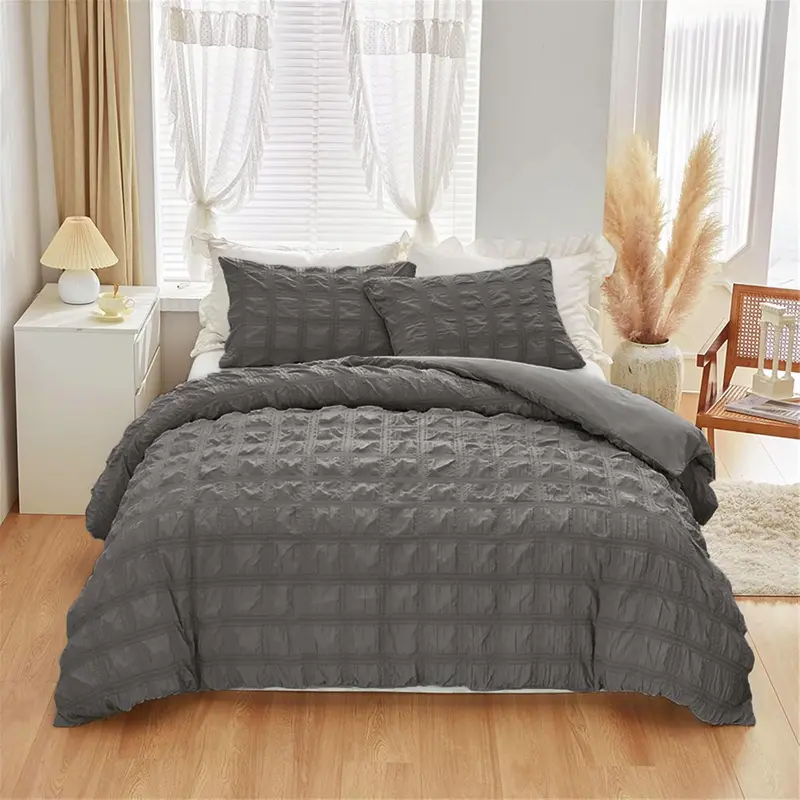 Solid Color Bedding Set, 1 Count Bedspread & 2 Counts Pillowcase without Filler, Soft Comfortable Bedding Set for Home Bedroom, for Puffed Quilt 0