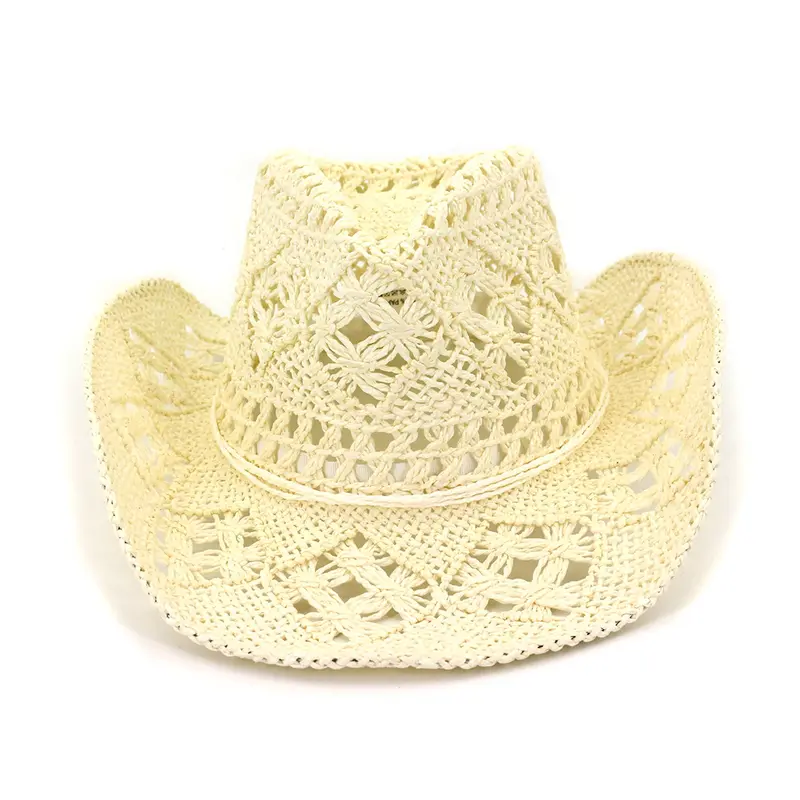 New Spring Summer Outdoor Unisex Couple Hats Travel Sun Protection Sun Hat Western Cowboy Straw Hat Handwoven Straw Hat 4
