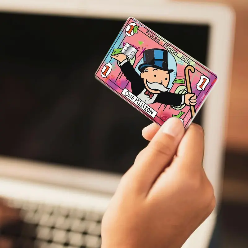 1 Dollar Funny Man Pattern Credit Card Skin Wrap Sticker, 3 Counts Cute Aesthetic Credit Card Sticker, Fashion Funny Card Covers 6