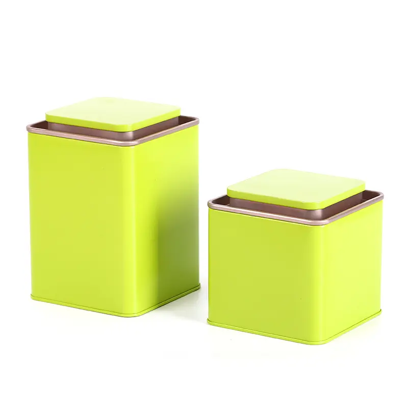 Hộp trà thiếc vuông cổ thấp, chống bụi, giữ hương vị trà - HVL TEA 5
