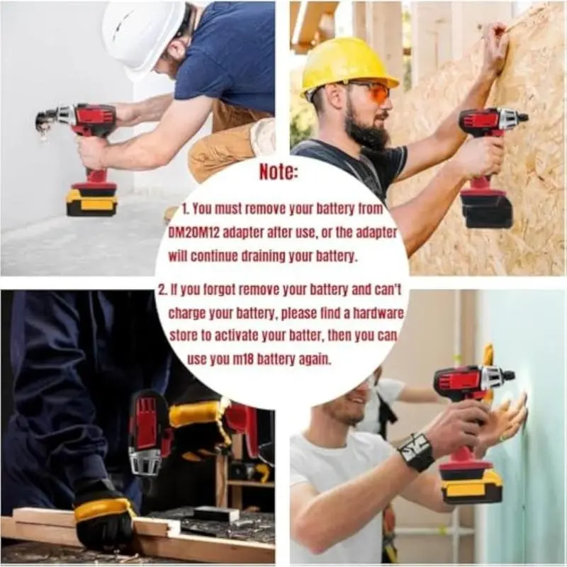 Dewalt 20V & Milwaukee M18 to M12 BatteryAdapter: Extend Tool Life with DM18M12, DurableABS, Not for Charging - 6 Months Warranty 20vbatteries 7