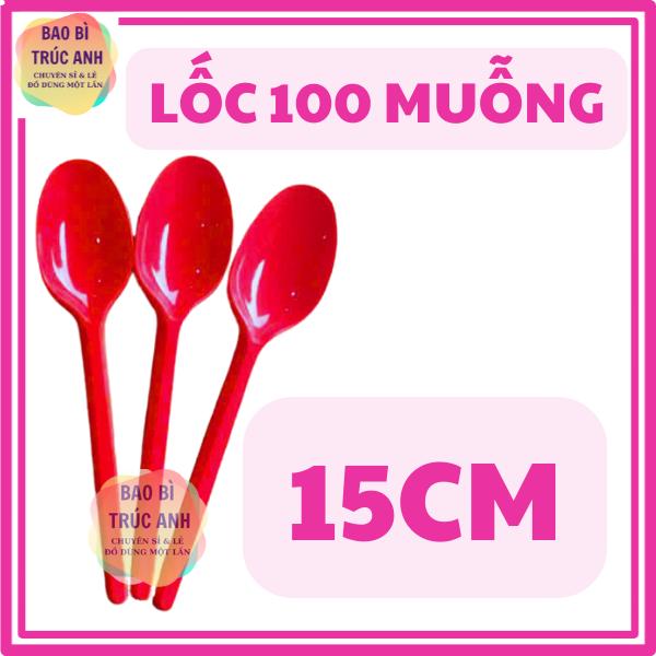 Lốc 100 Muỗng nhựa dùng 1 lần 15cm dùng ăn cơm , uống cafe , uống trà sữa 8