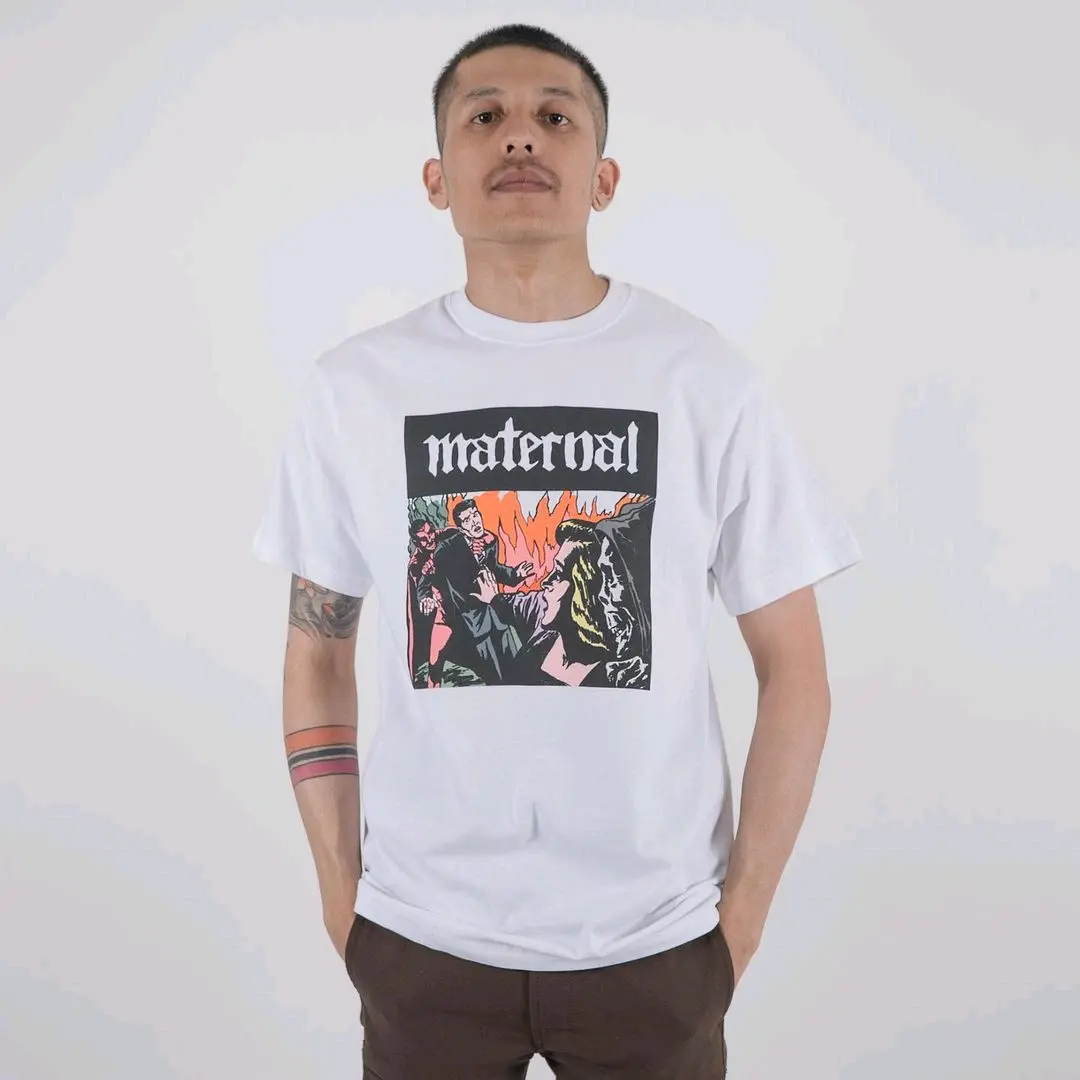 Maternal Disaster T-shirt Human putih katun Distro Kaos Pria
