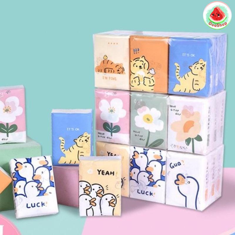1 Khăn giấy khô, khăn giấy ăn bỏ túi mini họa tiết dễ thương