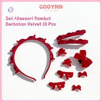 Gambar GOOYNN Set Aksesori Rambut Velvet 10 Pcs/Ikat Kepala Kepang/Bando Beludru Berkualitas Tinggi /Jepit Rambut Beludru/Aksesori Modis Wanita - Merah A dari GOOYNN Kab. Tangerang 1 Tokopedia