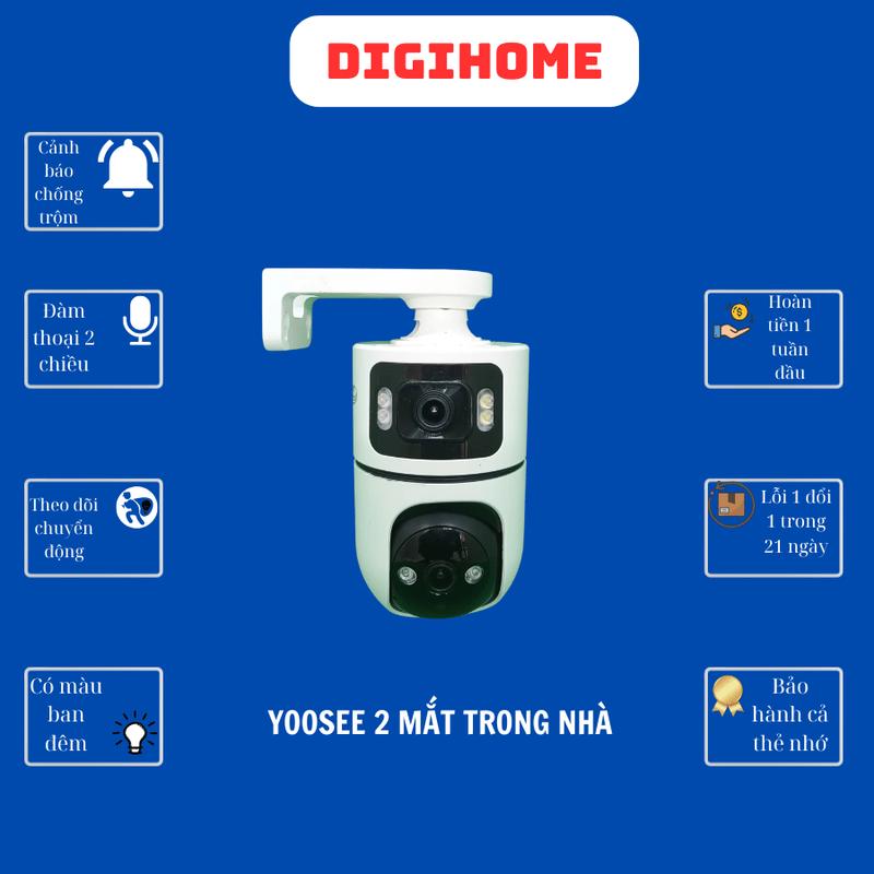 Camera Wifi Yoosee 2 mắt Full HD, trong nhà có màu ban đêm. Cảnh báo chống trộm, đàm thoại 2 chiều, theo dõi chuyển động. Tùy chọn thẻ 32gb hoặc 64gb xịn. Bảo hành 12 tháng cả thẻ nhớ