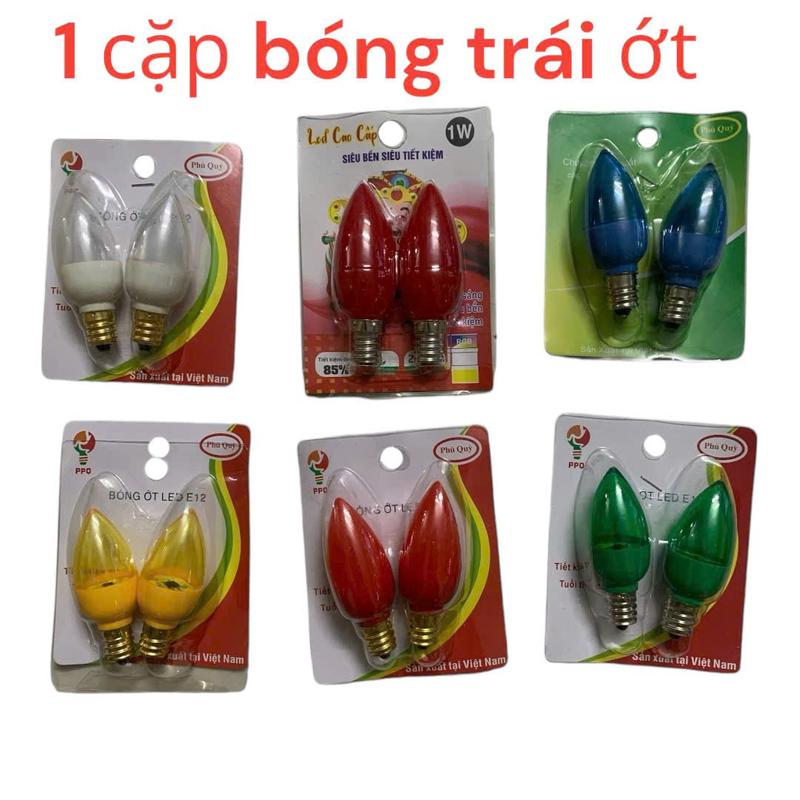 Cặp Bóng đèn LED Trái Ớt Đèn Quả nhót gắn bàn thờ