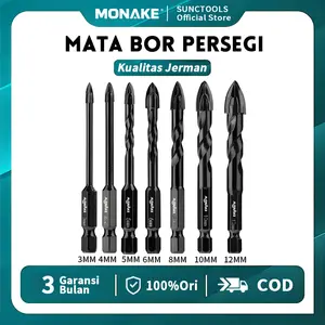 JERMAN MONAKE Top!! HSS Mata Bor Persegi Mata Bor 5-12MM (COD) multifungsi black cross head Mata Bor Cross Drill Bit Hex Bahan Alloy Untuk Melubangi Kaca/Keramik/Beton