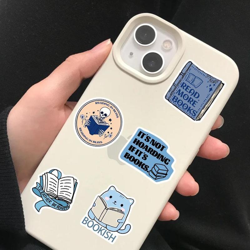 Bookish Sticker, 50pcs/set Creative Book Pattern Sticker, Decorative Sticker for Phone, Notebook, Handbook, DIY Decorative Sticker for Scrapbooking 7