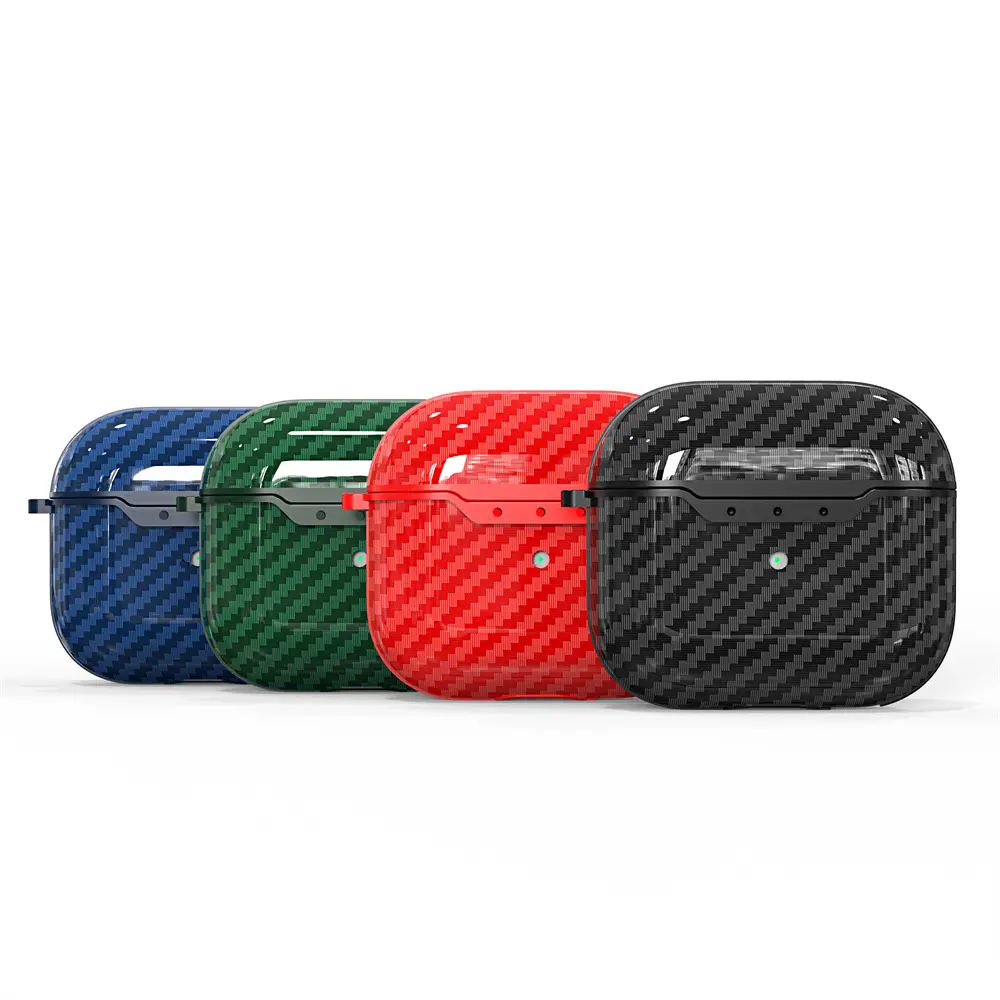 Business Carbon Fiber Pattern Earphone Cases For Airpods 4 3, 1/2 Case Headphones Protective Case For Apple Airpods Pro 2 Covers