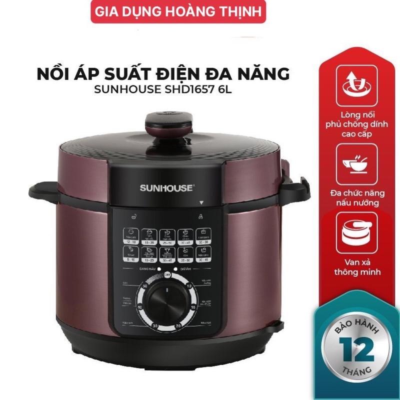 Nồi áp suất điện sunhouse 1657 dung tích 6 lít Hàng chính hãng bao lỗi đổi