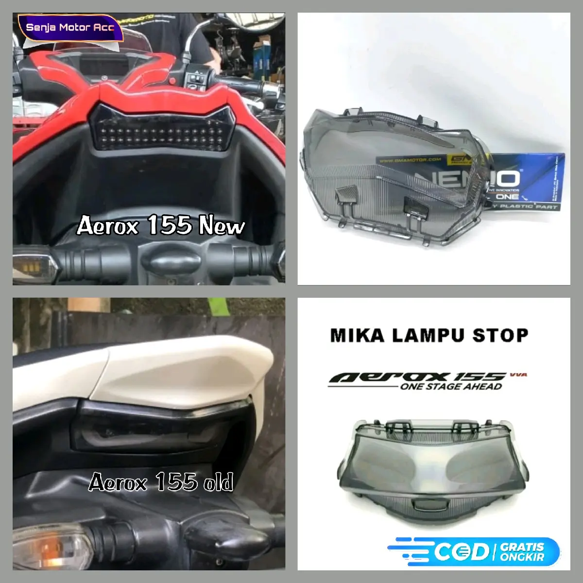 Mika Smoke Stoplamp Yamaha Aerox 155 New & Old Hitam Transparan Original Nemo