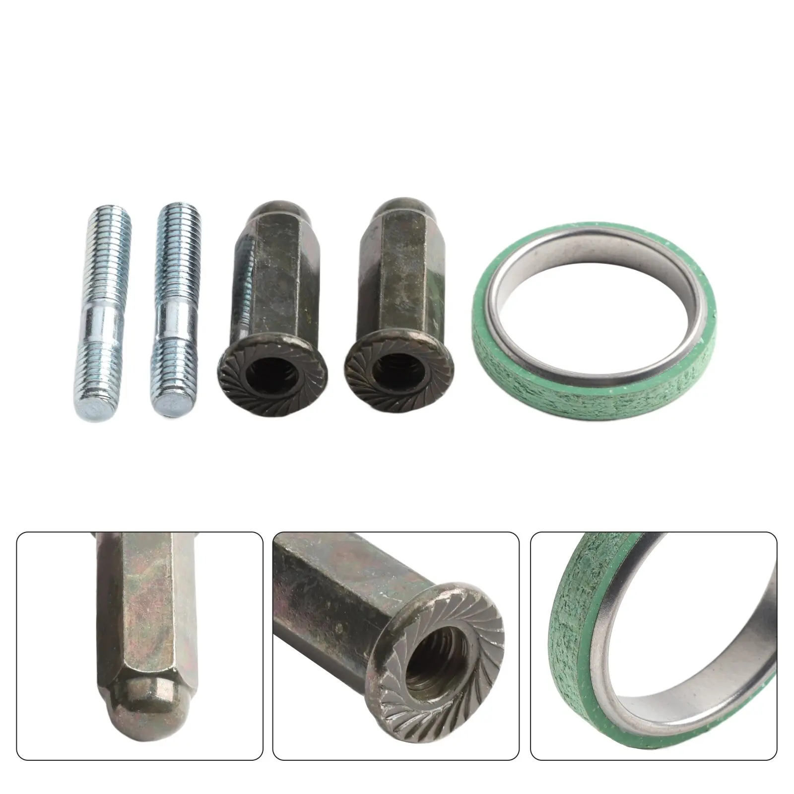 Kit Skru Paip Ekzos, untuk GY6, Sambungan Kepala Silinder, dengan Gasket Nat Skru Anti Karat