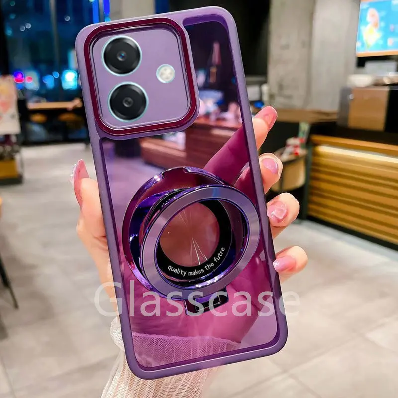 Sarung Oppo A3X, untuk Oppo A3 X, Pro, A3X, A3pro, Oppoa3x, Oppoa3pro 5G, 2024, dengan Pemegang Cincin, Sarung Telefon Penyaduran Persegi, Fesyen, Lembut, Kalis Kejutan, Pelindung Lensa, Penutup Belakang