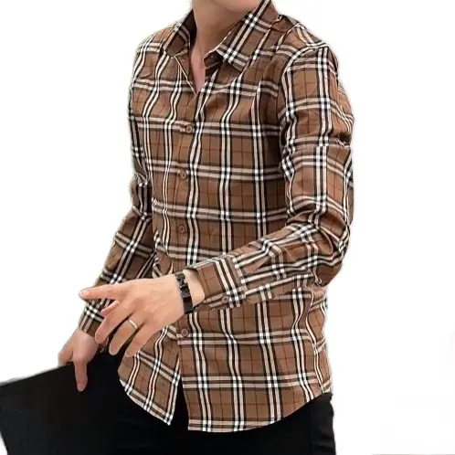 Áo sơ mi sọc nâu dài tay 88135 Shirt