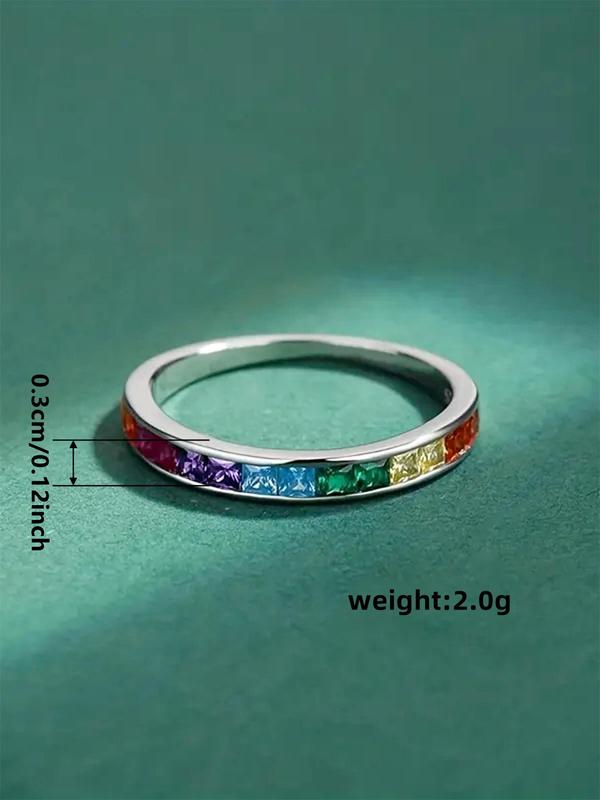 Fashion Colorful Artificial Zirconia Decor Ring, Fashion Jewelry for Party, Daily Clothing Decor, Trendy All-match & Exquisite Jewelry for Birthday Gift, Red Ring 1