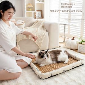 เสื่อนอน, สไตล์ฤดูร้อน, เสื่อสุ่ม, เหมาะสำหรับรังแมวและสุนัข, อุปกรณ์สำหรับสัตว์เลี้ยง, เหมาะสำหรับตุ๊กตาสุนัขขนาดเล็ก, เสื่อเตียงสุนัข  แผ่นเย็นสัตว์เลี้ยง