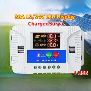 Pengisi daya surya PWM 12/24V 4USB pengisi daya surya mengontrol MPPT30A Solar Charge Controller Cell PWM
