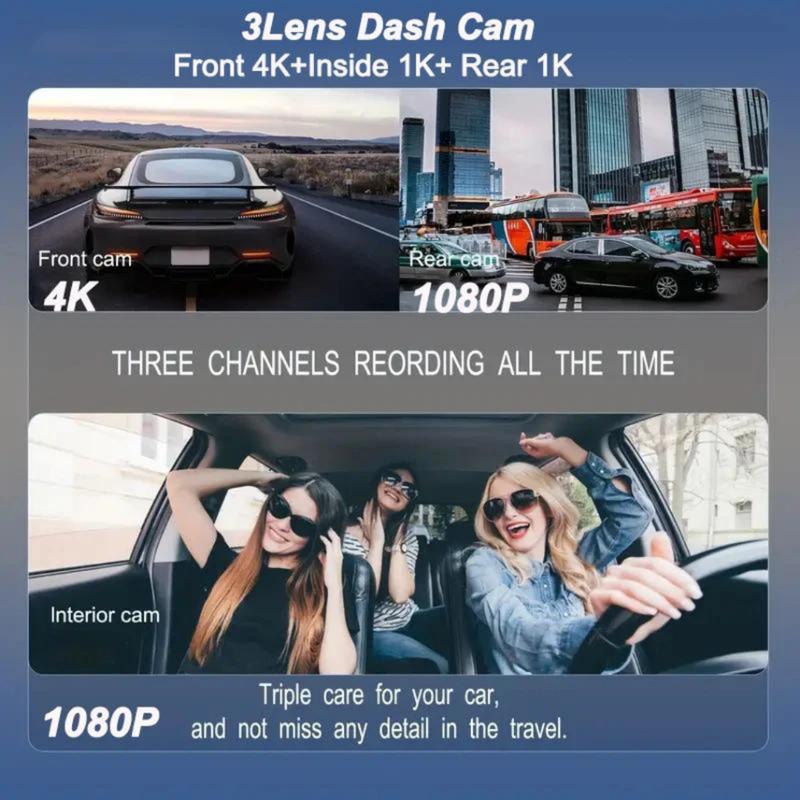 Product Introduction of 【24-hour shipping+free shipping+COD】 Dashcam Y18 Three Channels Car Dvr Front And Rear Camera Video Recorder Parking Night Version 35